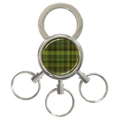 Army Green Color Plaid 3-ring Key Chain by SpinnyChairDesigns