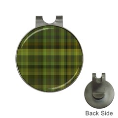 Army Green Color Plaid Hat Clips With Golf Markers by SpinnyChairDesigns