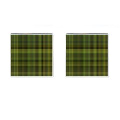 Army Green Color Plaid Cufflinks (square) by SpinnyChairDesigns