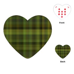 Army Green Color Plaid Playing Cards Single Design (heart) by SpinnyChairDesigns