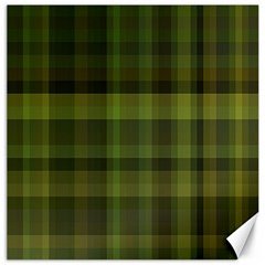 Army Green Color Plaid Canvas 20  X 20  by SpinnyChairDesigns