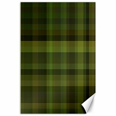 Army Green Color Plaid Canvas 24  X 36  by SpinnyChairDesigns