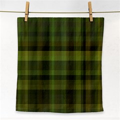 Army Green Color Plaid Face Towel by SpinnyChairDesigns