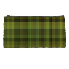 Army Green Color Plaid Pencil Case by SpinnyChairDesigns