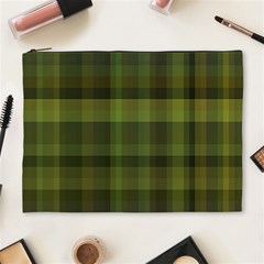 Army Green Color Plaid Cosmetic Bag (xl) by SpinnyChairDesigns