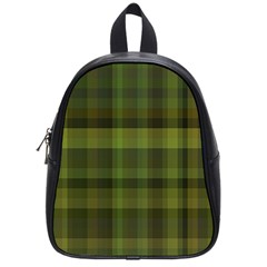 Army Green Color Plaid School Bag (small) by SpinnyChairDesigns