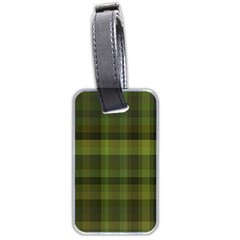 Army Green Color Plaid Luggage Tag (two Sides) by SpinnyChairDesigns