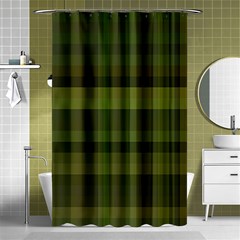 Army Green Color Plaid Shower Curtain 48  X 72  (small)  by SpinnyChairDesigns