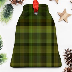 Army Green Color Plaid Ornament (bell) by SpinnyChairDesigns