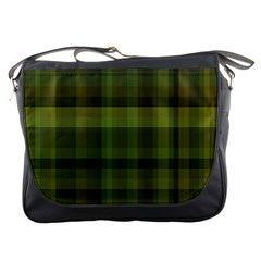 Army Green Color Plaid Messenger Bag by SpinnyChairDesigns