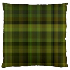 Army Green Color Plaid Large Cushion Case (two Sides) by SpinnyChairDesigns