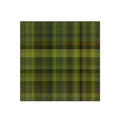 Army Green Color Plaid Satin Bandana Scarf by SpinnyChairDesigns