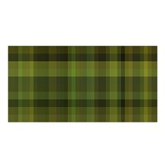 Army Green Color Plaid Satin Shawl by SpinnyChairDesigns