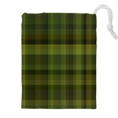 Army Green Color Plaid Drawstring Pouch (5xl) by SpinnyChairDesigns