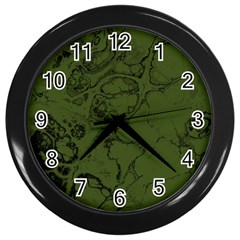 Amy Green Color Grunge Wall Clock (black) by SpinnyChairDesigns