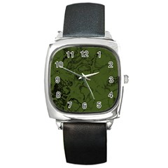 Amy Green Color Grunge Square Metal Watch by SpinnyChairDesigns