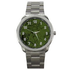 Amy Green Color Grunge Sport Metal Watch by SpinnyChairDesigns