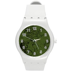 Amy Green Color Grunge Round Plastic Sport Watch (m) by SpinnyChairDesigns