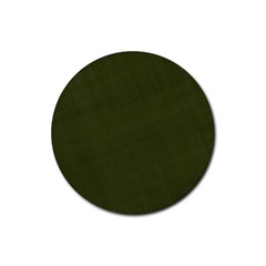 Army Green Color Texture Rubber Coaster (round)  by SpinnyChairDesigns