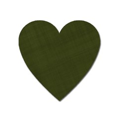 Army Green Color Texture Heart Magnet by SpinnyChairDesigns