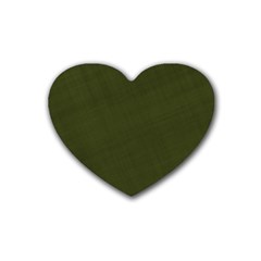 Army Green Color Texture Rubber Coaster (Heart) 