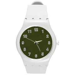 Army Green Color Texture Round Plastic Sport Watch (M)