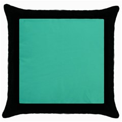 True Biscay Green Solid Color Throw Pillow Case (black) by SpinnyChairDesigns