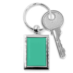 True Biscay Green Solid Color Key Chain (rectangle) by SpinnyChairDesigns