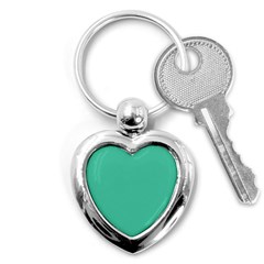 True Biscay Green Solid Color Key Chain (heart) by SpinnyChairDesigns