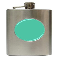 True Biscay Green Solid Color Hip Flask (6 Oz) by SpinnyChairDesigns