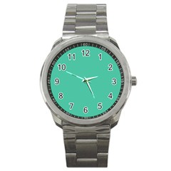 True Biscay Green Solid Color Sport Metal Watch by SpinnyChairDesigns