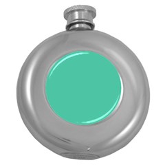 True Biscay Green Solid Color Round Hip Flask (5 Oz) by SpinnyChairDesigns