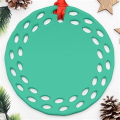 True Biscay Green Solid Color Round Filigree Ornament (two Sides) by SpinnyChairDesigns