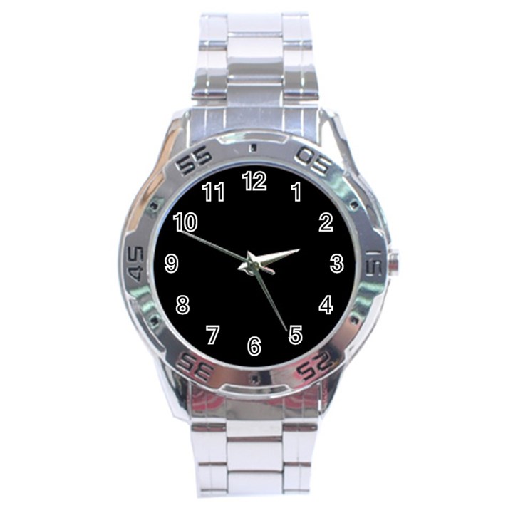 True Black Solid Color Stainless Steel Analogue Watch