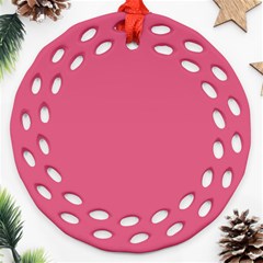 True Blush Pink Color Ornament (round Filigree) by SpinnyChairDesigns