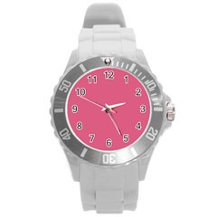 True Blush Pink Color Round Plastic Sport Watch (l) by SpinnyChairDesigns