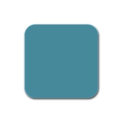 True Cadet Blue Teal Color Rubber Square Coaster (4 Pack)  by SpinnyChairDesigns