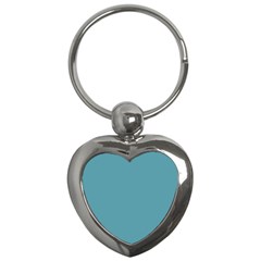 True Cadet Blue Teal Color Key Chain (heart) by SpinnyChairDesigns