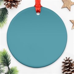 True Cadet Blue Teal Color Round Ornament (two Sides) by SpinnyChairDesigns