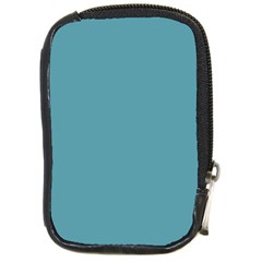 True Cadet Blue Teal Color Compact Camera Leather Case by SpinnyChairDesigns