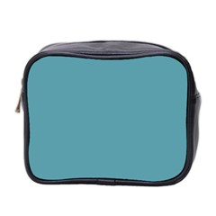 True Cadet Blue Teal Color Mini Toiletries Bag (two Sides) by SpinnyChairDesigns