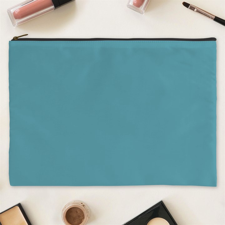 True Cadet Blue Teal Color Cosmetic Bag (XXXL)