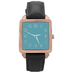 True Cadet Blue Teal Color Rose Gold Leather Watch  by SpinnyChairDesigns