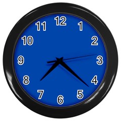 True Cobalt Blue Color Wall Clock (black) by SpinnyChairDesigns