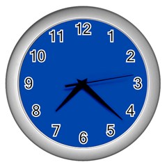 True Cobalt Blue Color Wall Clock (silver) by SpinnyChairDesigns