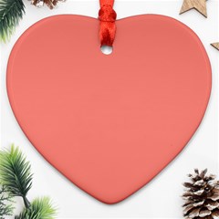 True Coral Pink Color Ornament (heart) by SpinnyChairDesigns