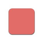 True Coral Pink Color Rubber Coaster (Square)  Front