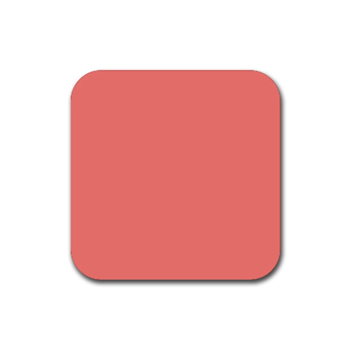 True Coral Pink Color Rubber Coaster (Square) 