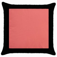 True Coral Pink Color Throw Pillow Case (black) by SpinnyChairDesigns