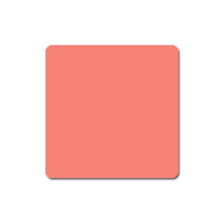 True Coral Pink Color Square Magnet